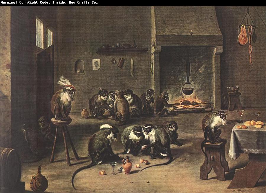 TENIERS, David the Younger Apes in the Kitchen  fdh